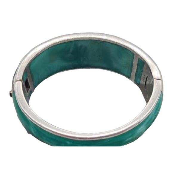 ANDREW HAMILTON CRAWFORD 925 Silver Teal Cuff Botanical Vine Modernist Bracelet - Picture 9 of 16
